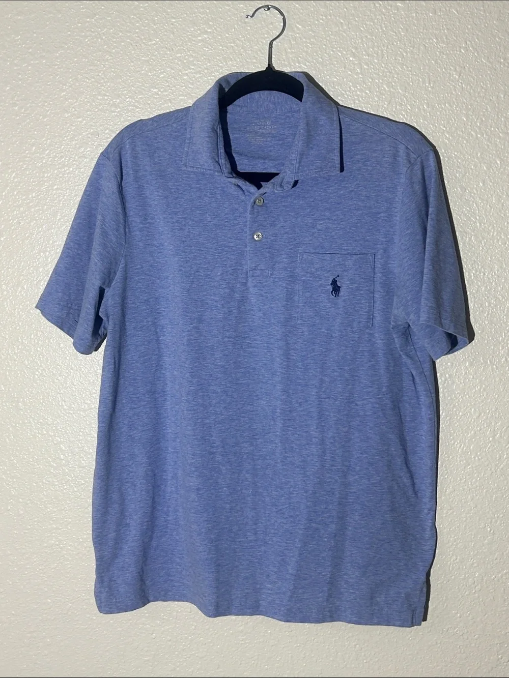 Ralph Lauren Polo Heathered Blue with Pocket and Navy Polo Horse Sz Medium